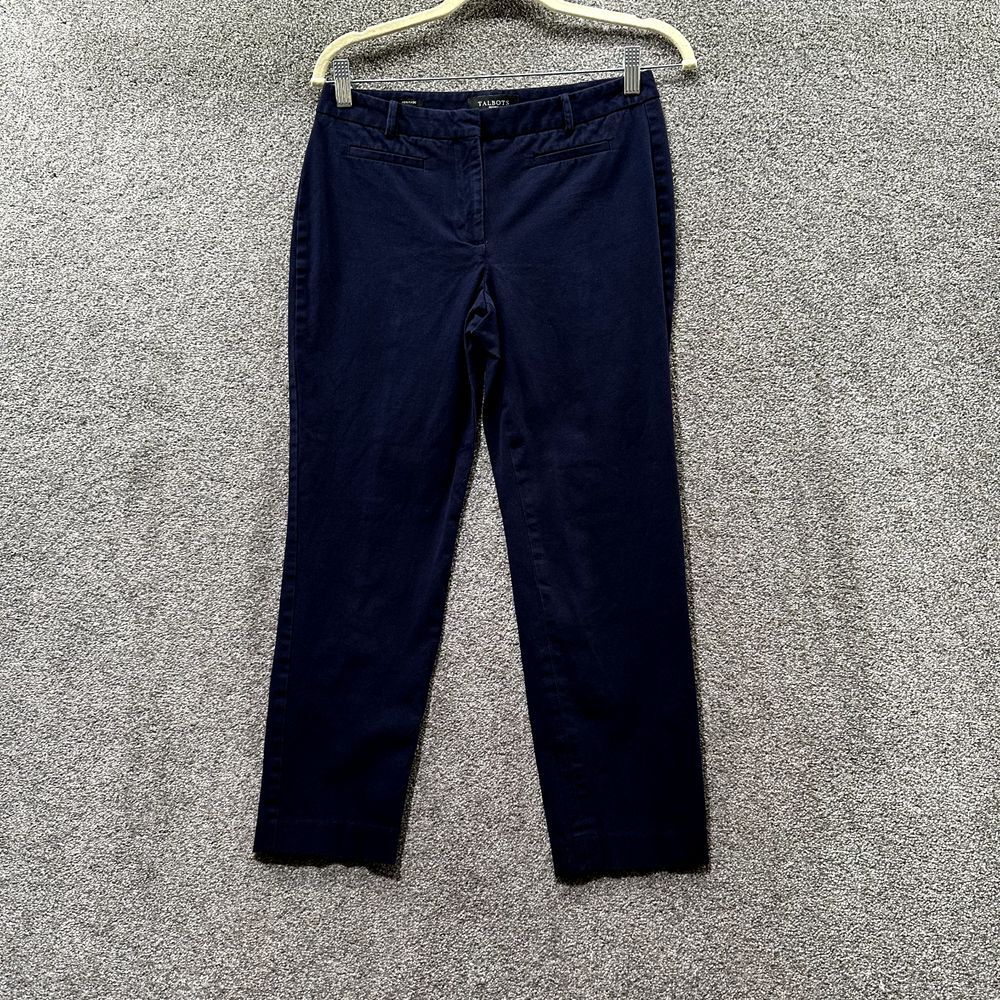 Talbots Crop Trouser Pants 4P Blue HERITAGE Fit Mid‎ Rise Straight Career Office
